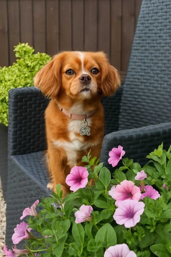 Dogs enjoying a breezy day playing in the open garden at Jackson Tiny Tails.